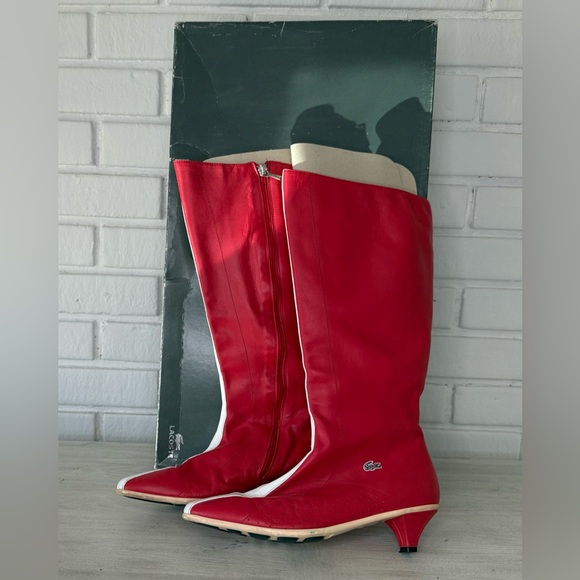 Vintage Lacoste Holly Leather Boots – Flamme/White, Size 7 (Fits Like 7.5–8) - Picture 4 of 12